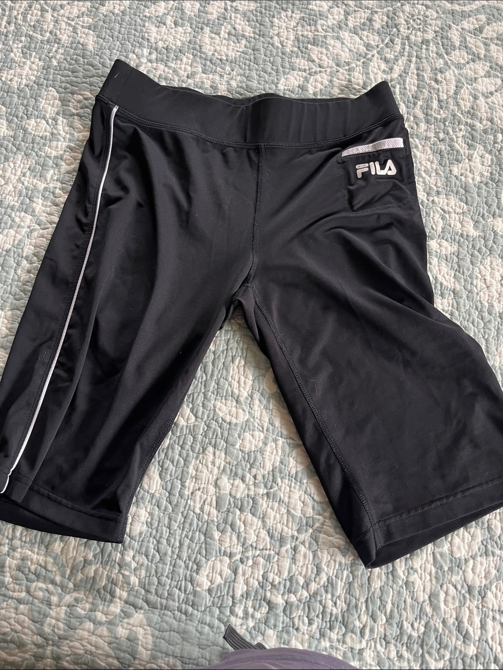 FREE FILA Black Bike Shorts with White Piping
